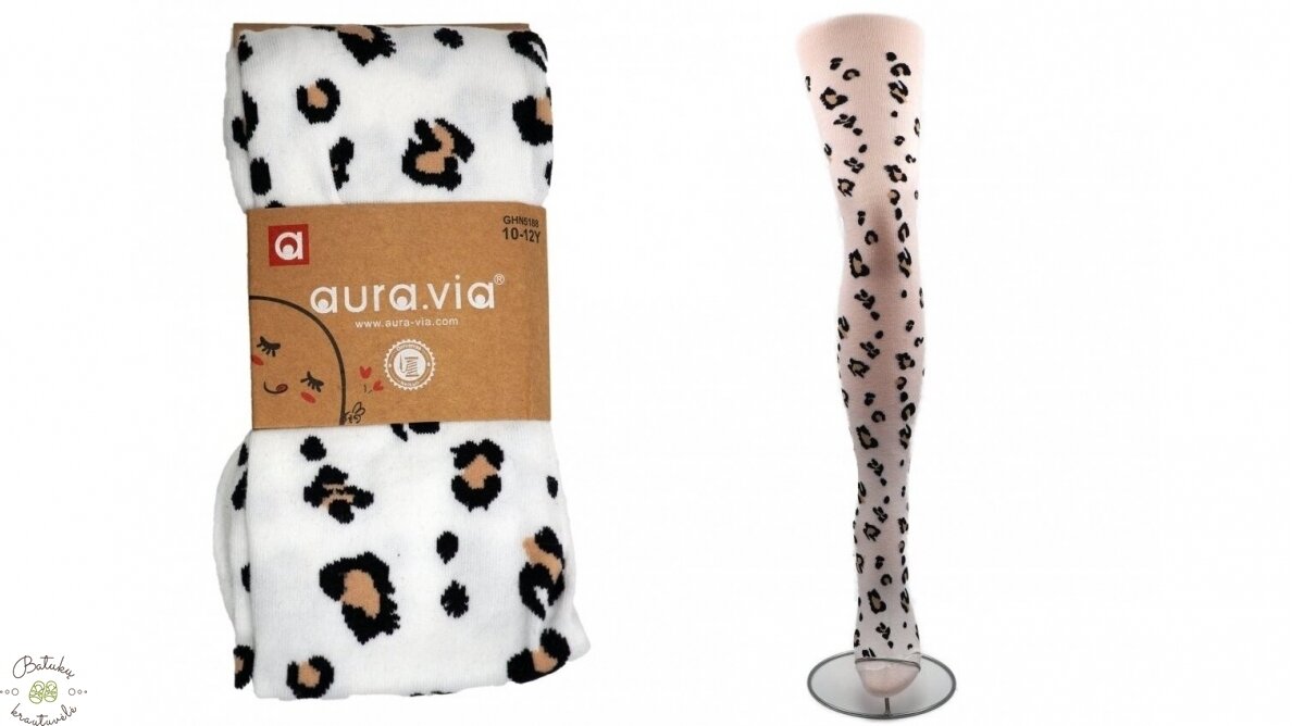 aura.via pėdkelnės su leopardiniais raštais (1-3, 4-6, 7-9, 10-12) balta 2