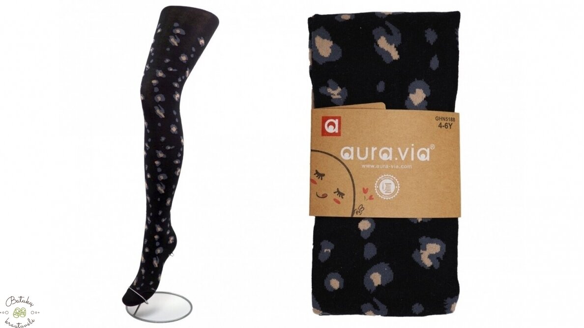 aura.via pėdkelnės su leopardiniais raštais (1-3, 4-6, 7-9, 10-12) juoda 2