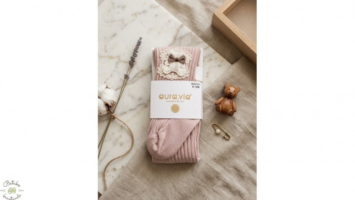 aura.via pėdkelnės su meškučiu (0-6, 6-12, 12-18) rausvos