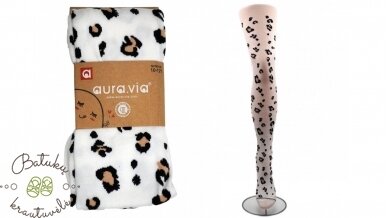 aura.via pėdkelnės su leopardiniais raštais (1-3, 4-6, 7-9, 10-12) balta 2