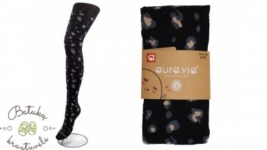 aura.via pėdkelnės su leopardiniais raštais (1-3, 4-6, 7-9, 10-12) juoda 2