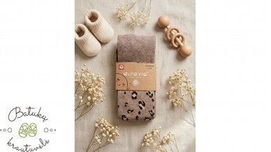 aura.via pėdkelnės su leopardiniais raštais (1-3, 4-6, 7-9, 10-12) ruda