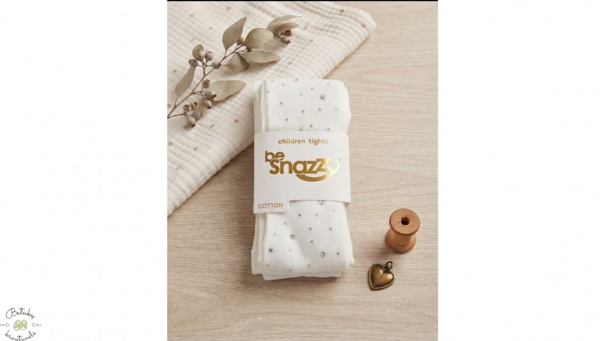 BeSnazzy pėdkelnės su blizgučiais (104-116, 116-128, 128-134) baltos BeSnazzy pėdkelnės su blizgučiais (104-116, 116-128, 128-134) baltos