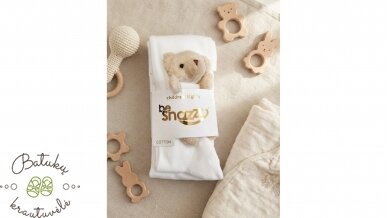 BeSnazzy pėdkelnės su meškiuku (104-116, 116-128, 128-140) baltos BeSnazzy pėdkelnės su meškiuku (104-116, 116-128, 128-140) baltos