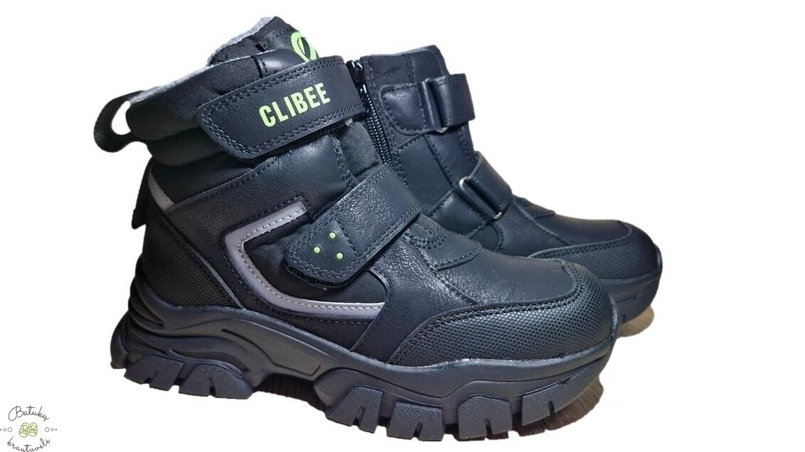 Clibee žieminiai batai su dviem lipukais (32-37) Black/Green Clibee žieminiai batai su dviem lipukais (32-37) Black/Green