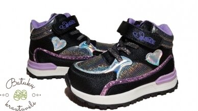 Clibee aulinukai su širdele (21-26) Black/Purple 1 Clibee aulinukai su širdele (21-26) Black/Purple 1
