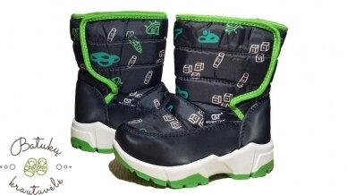 Clibee sniego batai su lipuku šone (22-27) Black/Green 1 Clibee sniego batai su lipuku šone (22-27) Black/Green 1