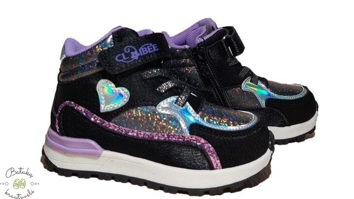 Clibee aulinukai su širdele (21-26) Black/Purple Clibee aulinukai su širdele (21-26) Black/Purple