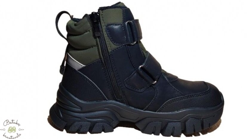 Clibee žieminiai batai su dviem lipukais (32-37) Black/Army green 2 Clibee žieminiai batai su dviem lipukais (32-37) Black/Army green 2