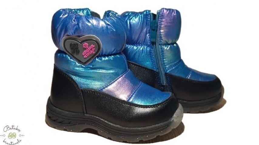 Clibee sniego batai su širdele (22-27) Black/Blue Clibee sniego batai su širdele (22-27) Black/Blue