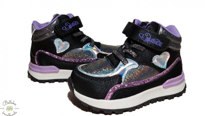 Clibee aulinukai su širdele (21-26) Black/Purple 1 Clibee aulinukai su širdele (21-26) Black/Purple 1