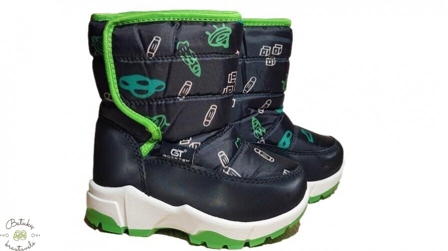 Clibee sniego batai su lipuku šone (22-27) Black/Green Clibee sniego batai su lipuku šone (22-27) Black/Green