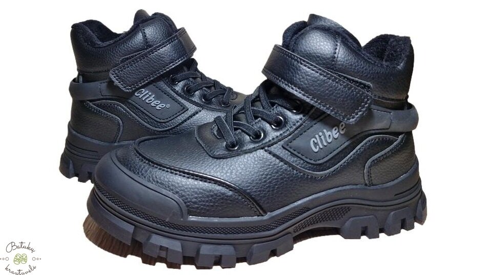 Clibee aulinukai su raištelių imitacija (32-37) Black 1 Clibee aulinukai su raištelių imitacija (32-37) Black 1