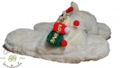 Cortina moteriškos kailinės šlepetės (36-41) White