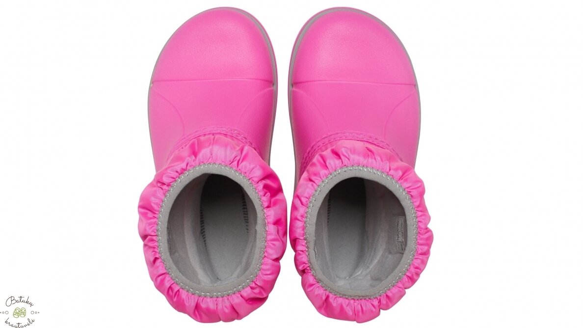 Crocs™ Kids' Winter Puff Boot, Electric Pink/Light Grey 5