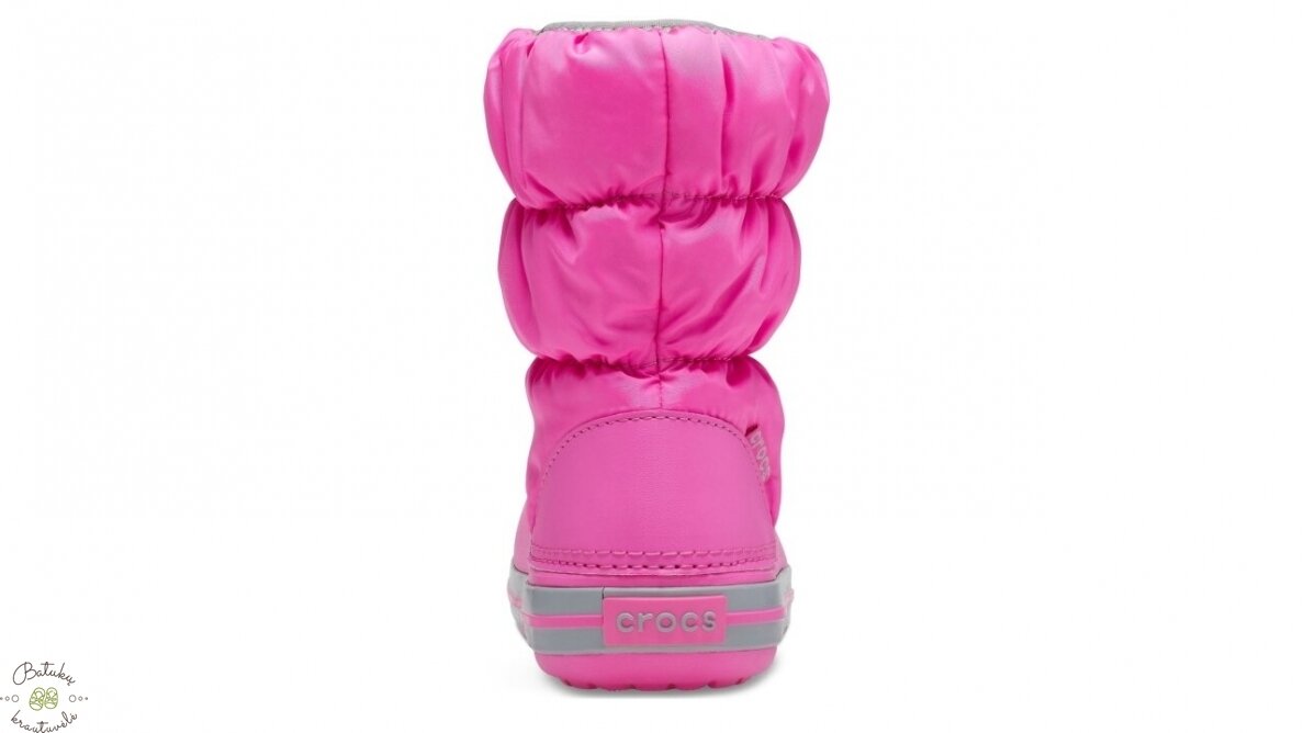 Crocs™ Kids' Winter Puff Boot, Electric Pink/Light Grey 3