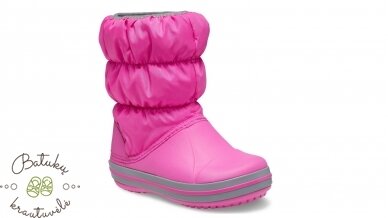 Crocs™ Kids' Winter Puff Boot, Electric Pink/Light Grey 1