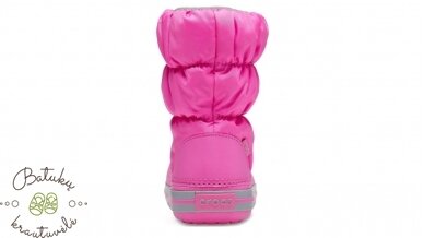 Crocs™ Kids' Winter Puff Boot, Electric Pink/Light Grey 3