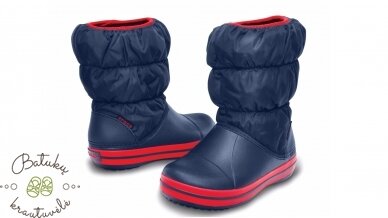 CrocsTM Kids' Winter Puff Boot, Dark blue/Red
