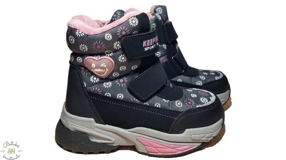HT sniego batai su širdele (27-32) Grey HT sniego batai su širdele (27-32) Grey