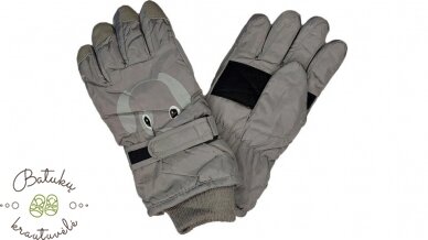 Neperšlampamos pirštinės su šuniuku, 23 cm, Grey 1 Neperšlampamos pirštinės su šuniuku, 23 cm, Grey 1