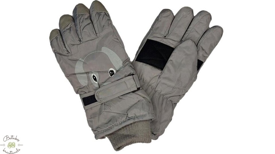Neperšlampamos pirštinės su šuniuku, 23 cm, Grey 1 Neperšlampamos pirštinės su šuniuku, 23 cm, Grey 1