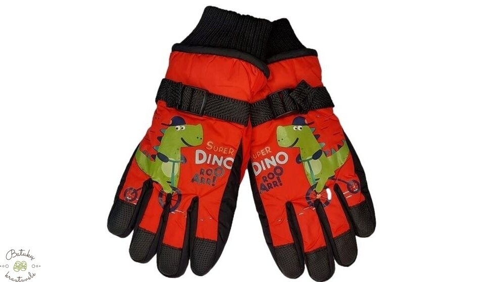 Neperšlampamos pirštinės "Dino", 23 cm, Raudona Neperšlampamos pirštinės "Dino", 23 cm, Raudona
