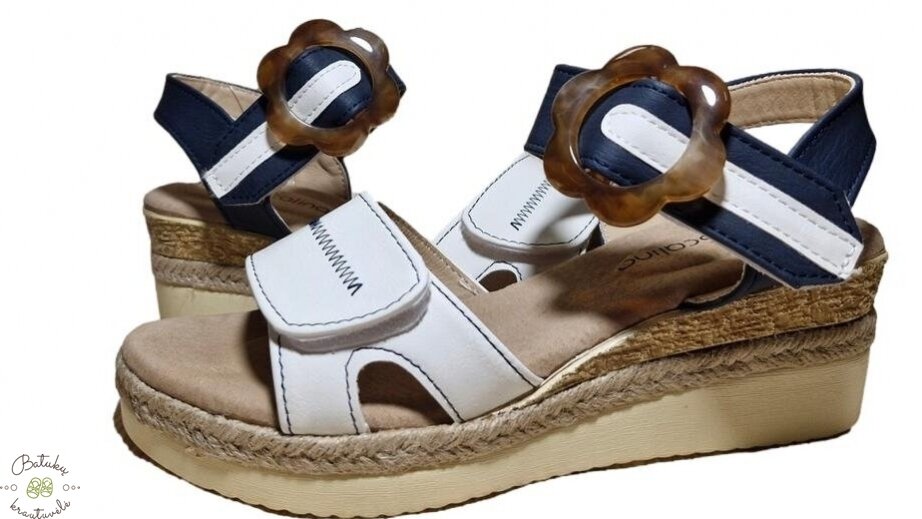 Scalina moteriškos platforminės basutės (36-41) White/Navy 1 Scalina moteriškos platforminės basutės (36-41) White/Navy 1
